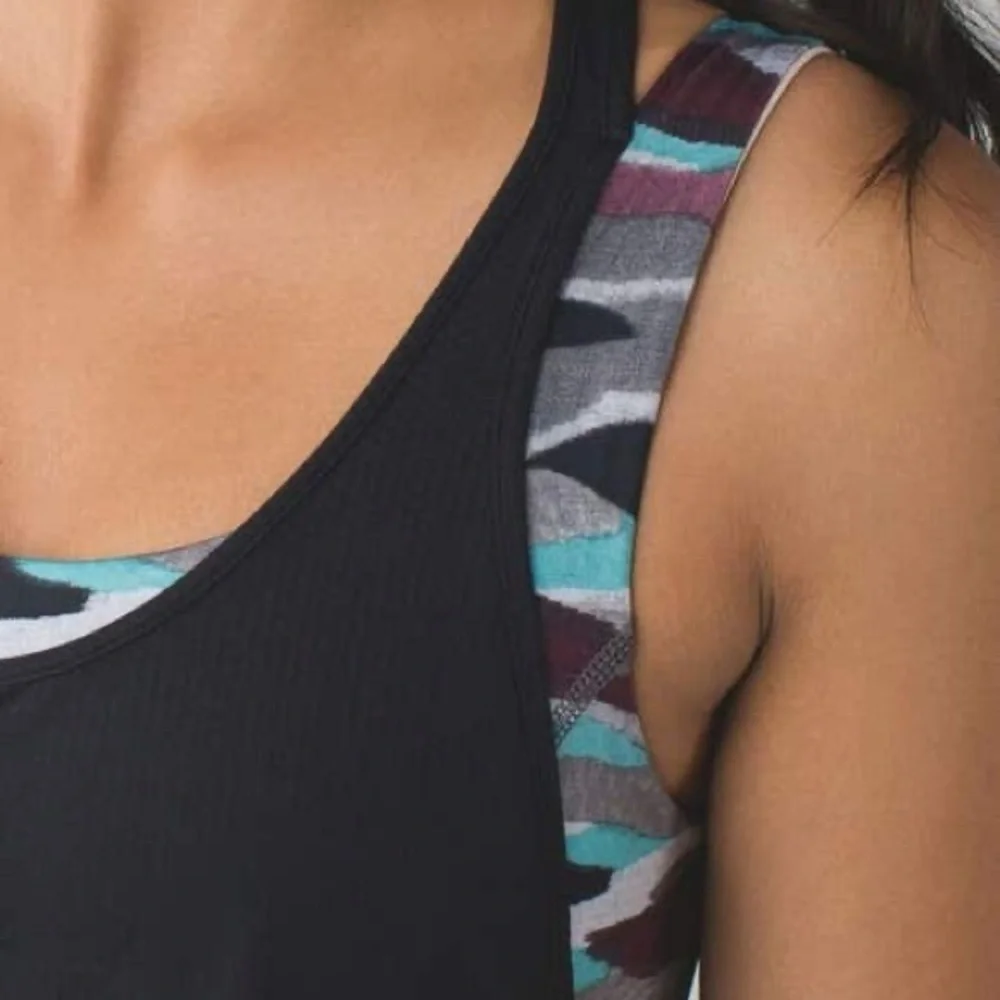 Lululemon All Sport Support Tank Top Sports Bra Black / Mini Coast Camo Size: 0 - Picture 3 of 9